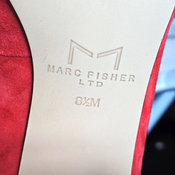 Marc Fisher Claire red suede leather block heel point toe shoes women's 8.5‎ - Picture 6 of 6